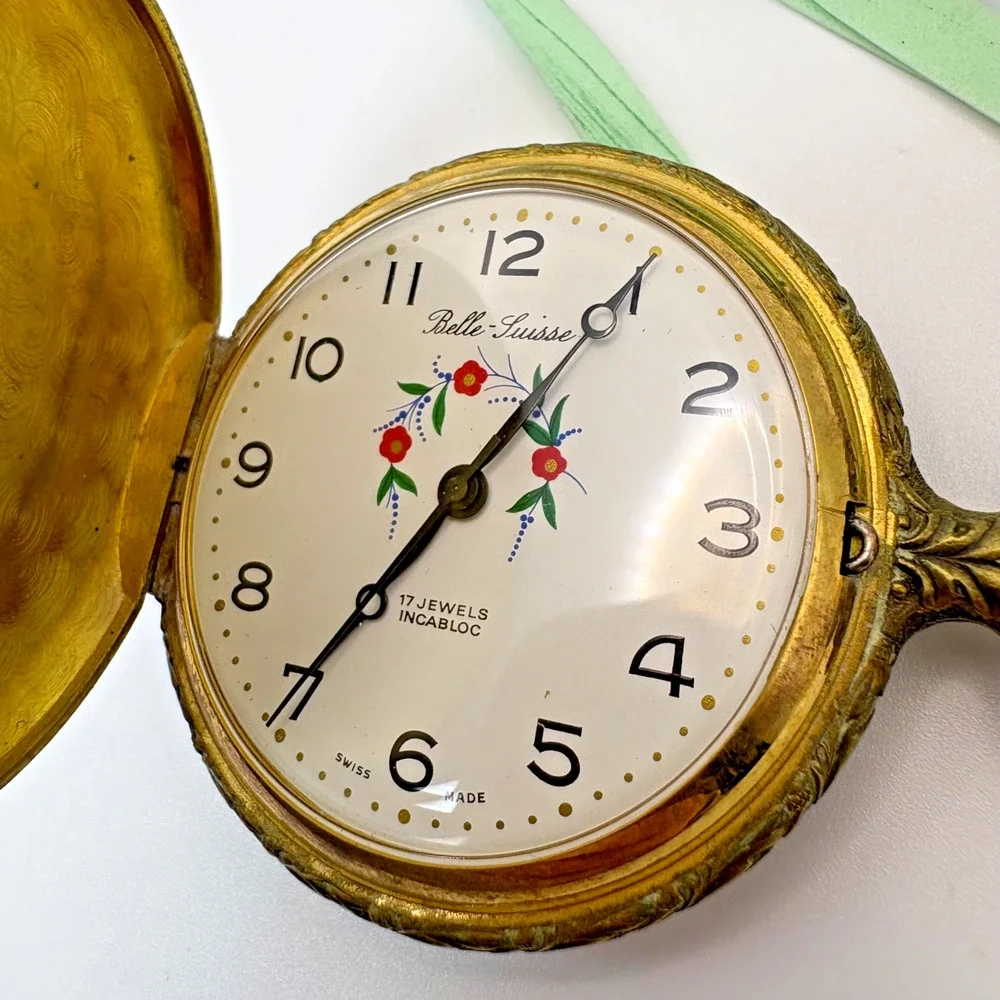 Vtg Légant 17 Jewels Swiss Pocket Watch Incabloc Hunter Dog Dad Classy Gift Fall